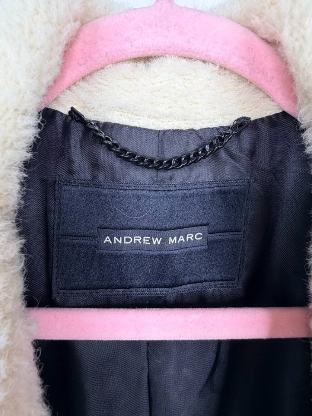 Andrew Marc Boucle Alpaca Wool Teddy Coat Zip-Pockets Ecru S #A3835 - Picture 5 of 9